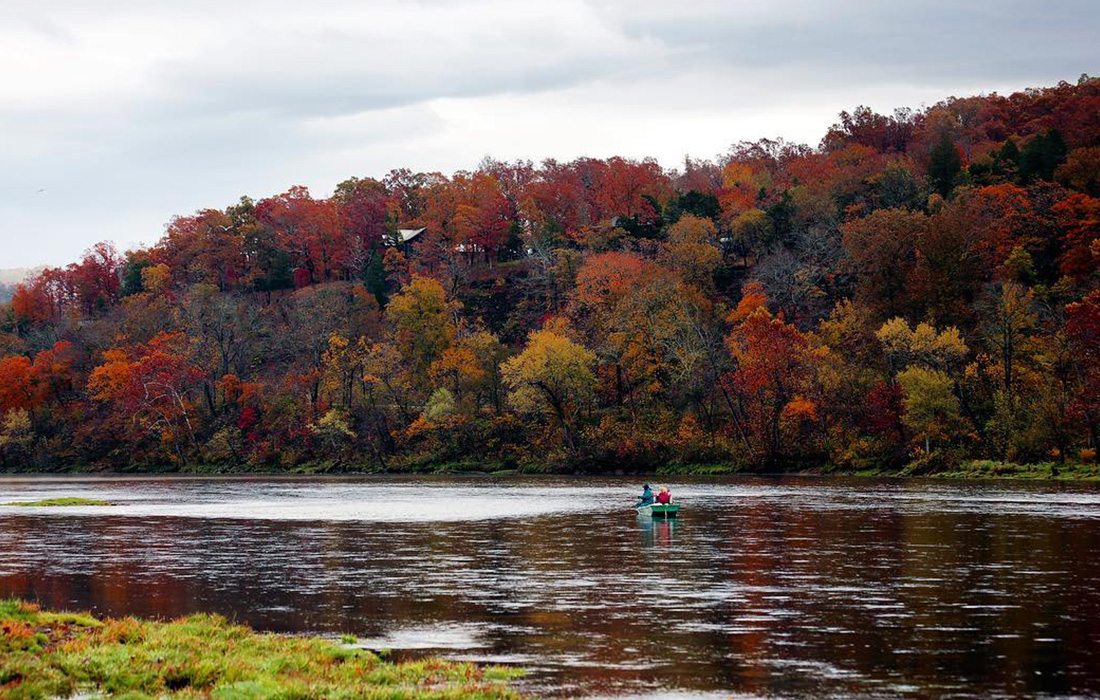 Fishing during the fall season at Gaston's White Rive Resort.