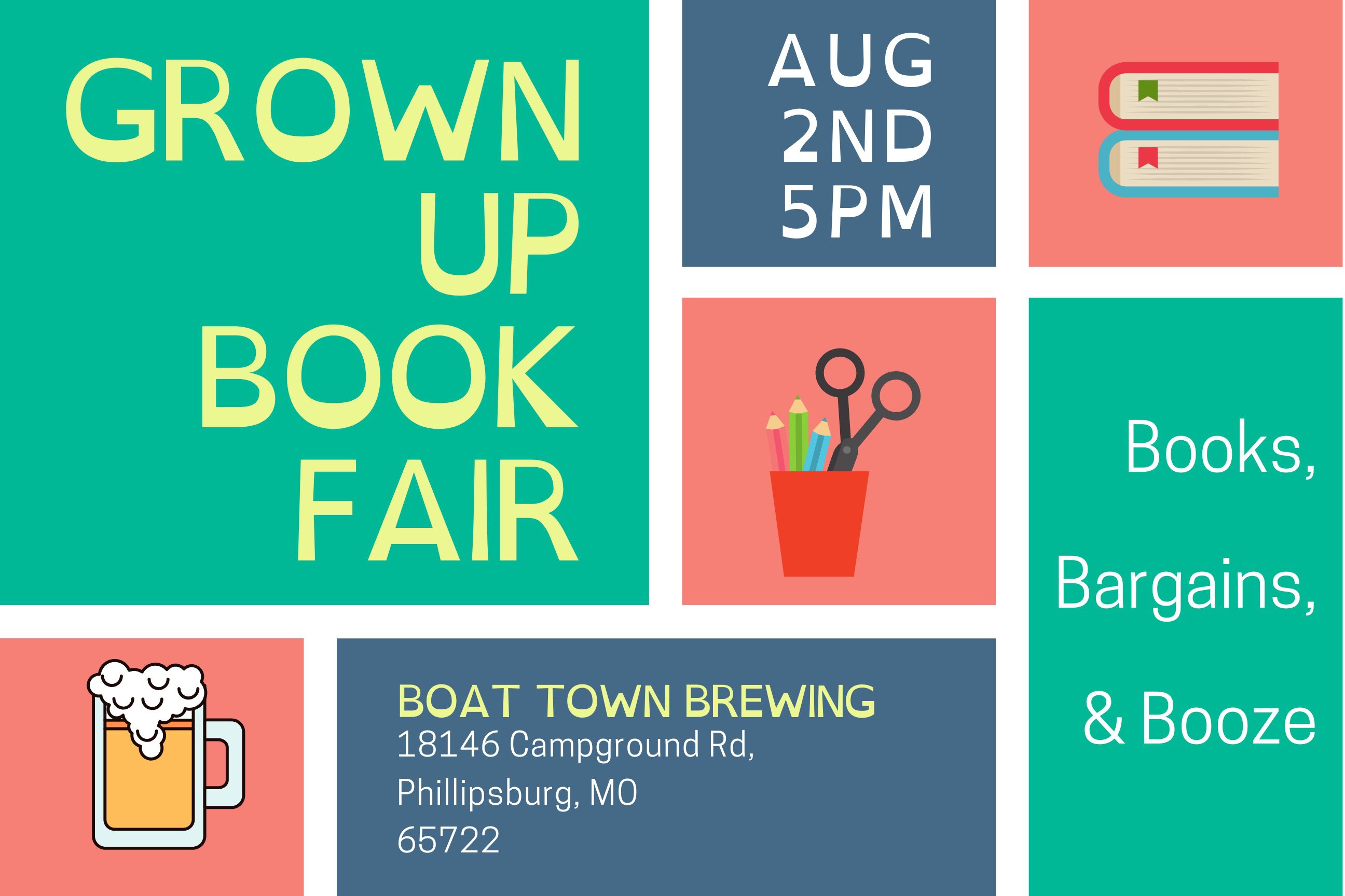 Grown Up Book Fair at Boat Town Brewing