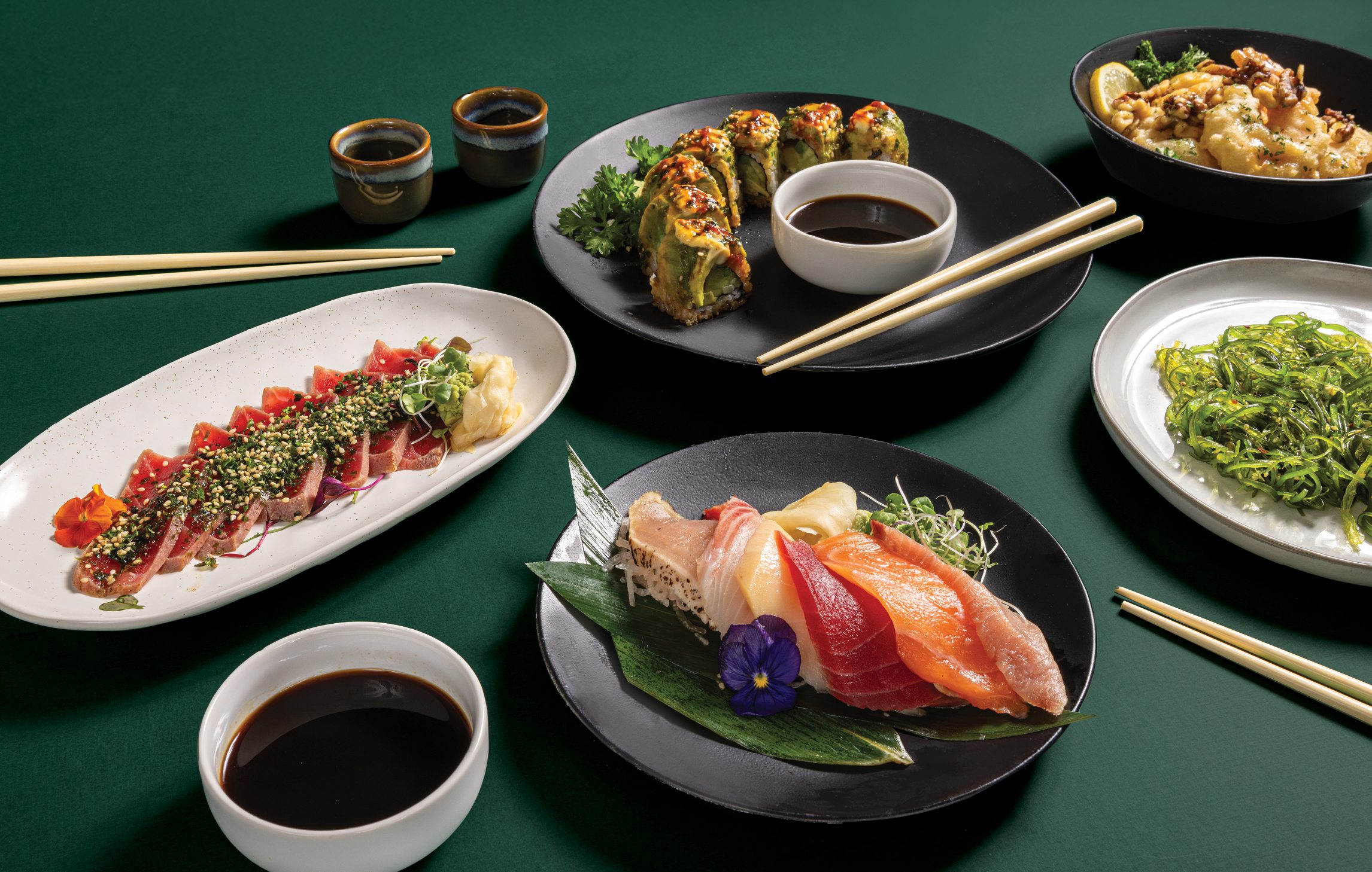 Spread of sushi dishes from Haruno in Springfield, MO