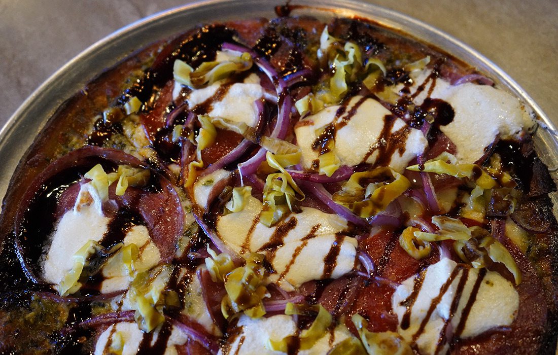 Cauliflower pizza crust pizza at The Pitch Pizza & Pub