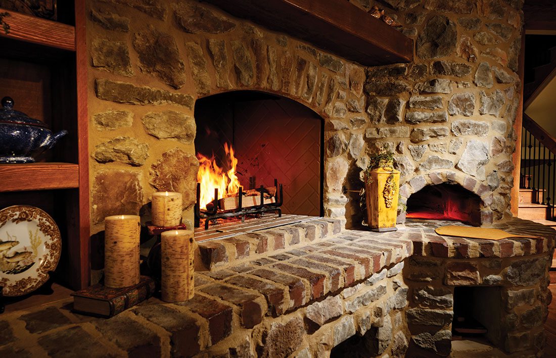 fireplace in kitchen