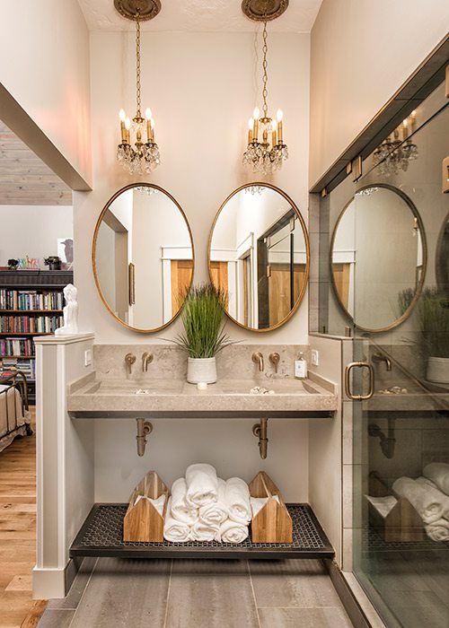 Bathroom vanity of a modern farmhouse in southwest Missouri