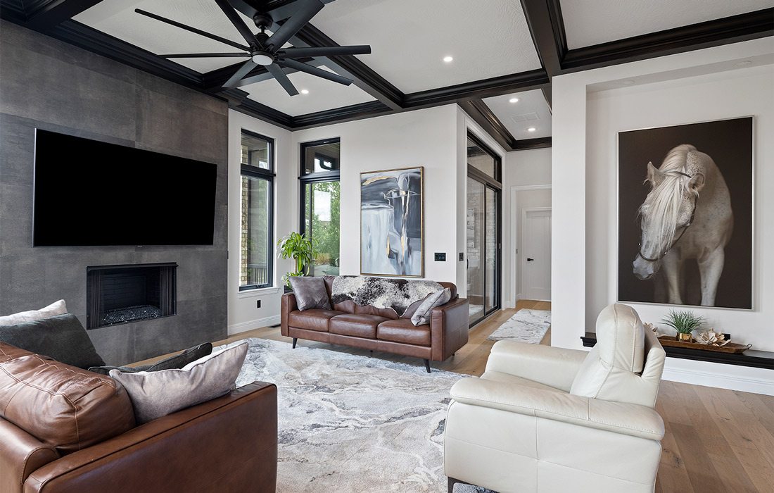 Living room with black and white theme - Homes of the Year 2022