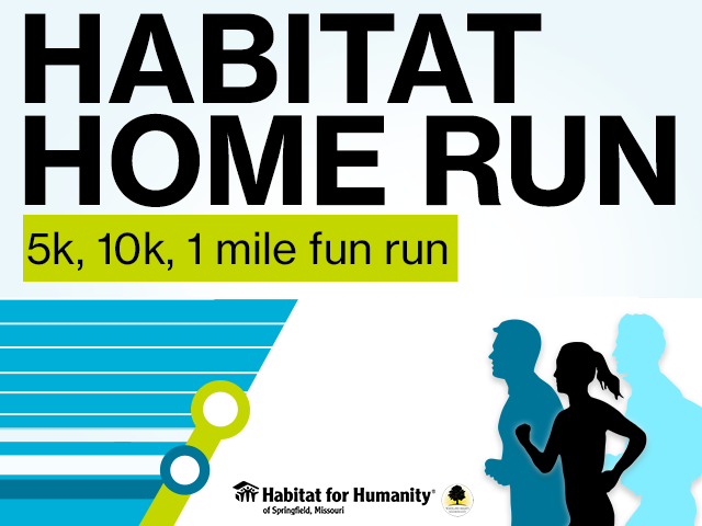 Habitat Home Run; 5k, 10k, 1 mile fun run in Springfield, MO.