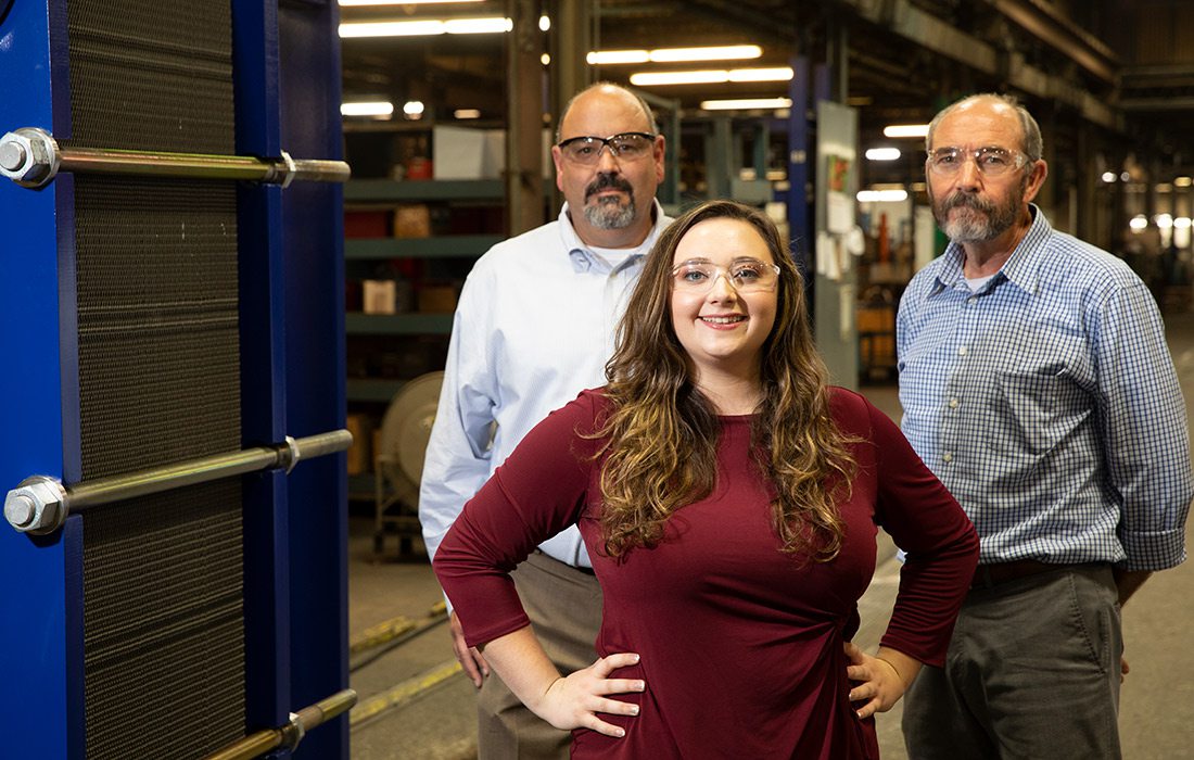 Hanna Perez with GO CAPS mentors Joseph Meissert and Dave Garner  at Paul Mueller Co. in Springfield MO