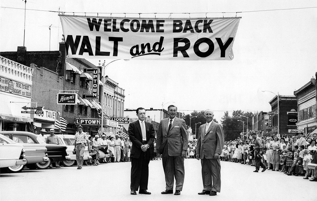 Historic photo of Walt and Roy Disney in Marceline, Missouri