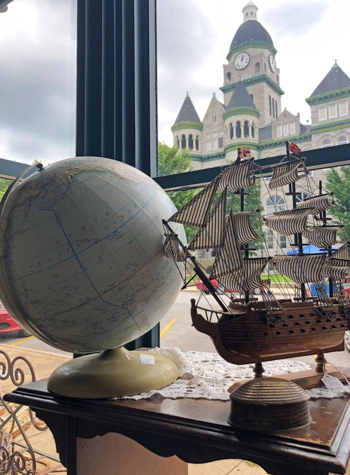 Globe and ship in the window