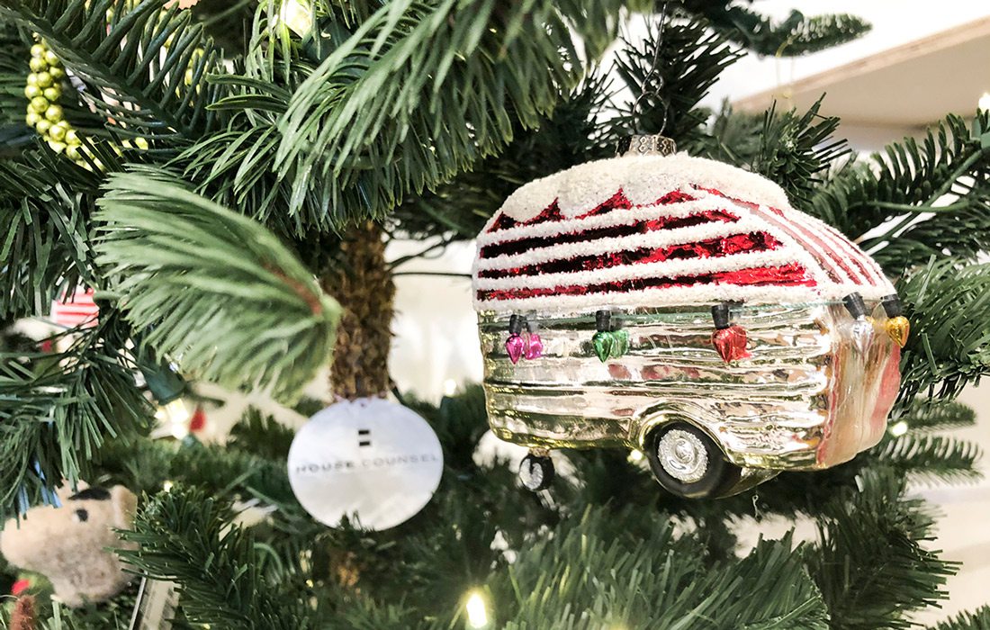 Christmas decoration on a tree close up