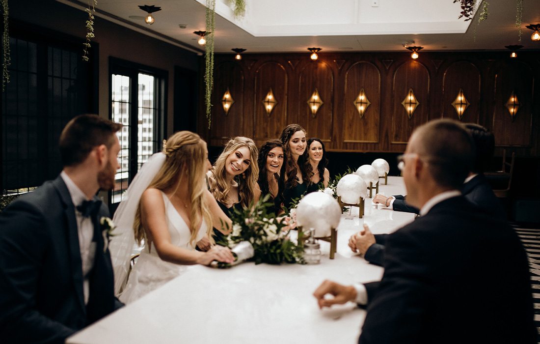 Bridal party moments before the wedding at Hotel Vandivort.