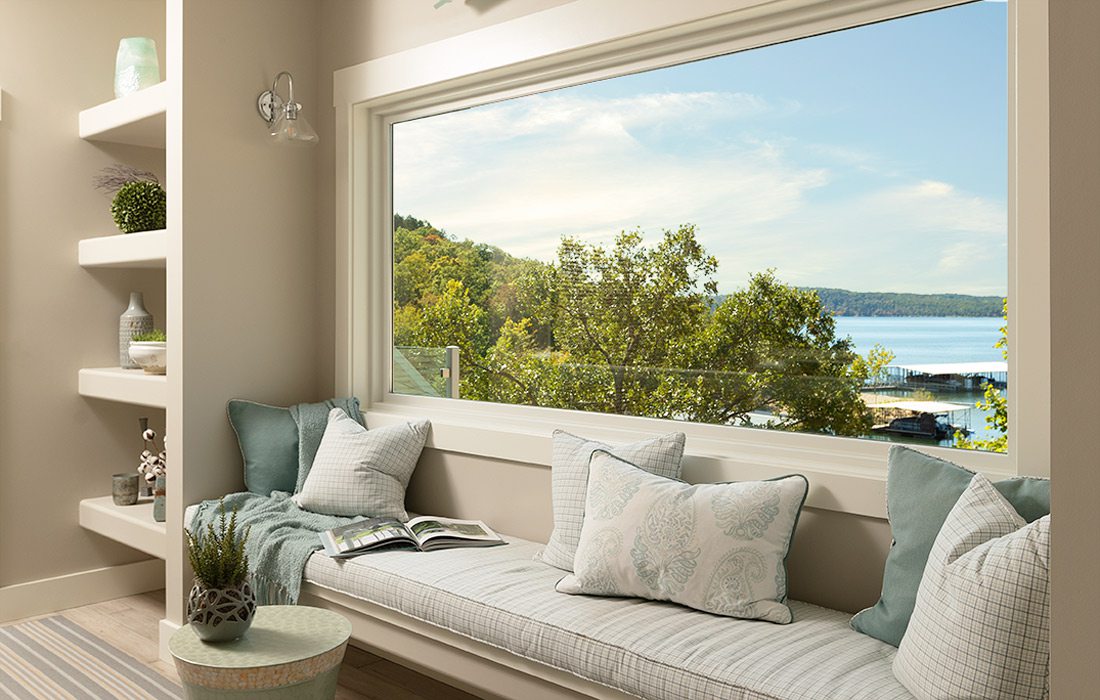 Bay window overlooks lake