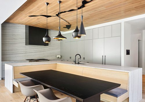 Modern kitchen design in a southwest Missouri home designed by Kansas City based Hufft