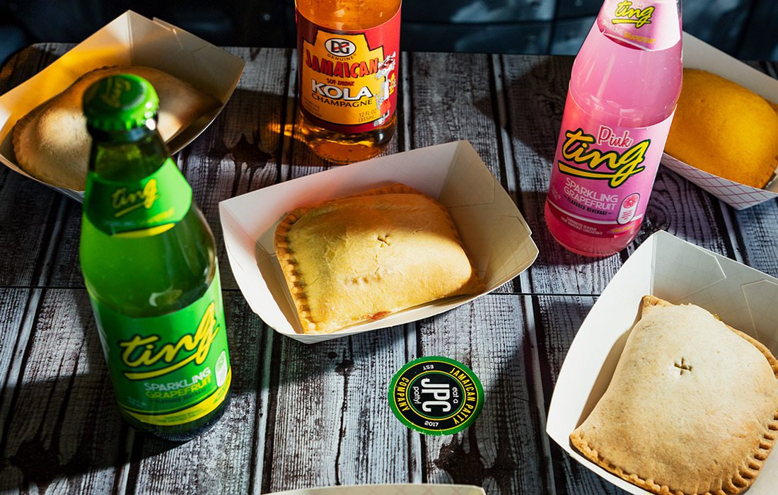Spread of food from Jamaican Patty Company