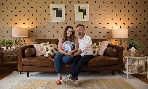 Jillian Kane and fiance Levi Stracke in their newly refreshed living room