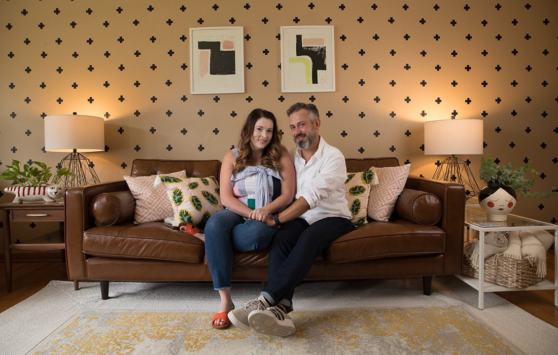 Jillian Kane and fiance Levi Stracke in their newly refreshed living room