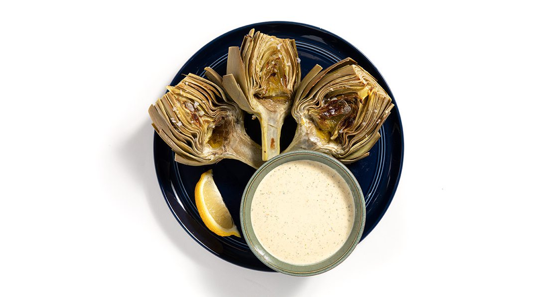 Roasted Artichokes with Orange Tarragon Aioli