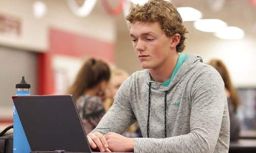 High school boy in at a Springfield Public School