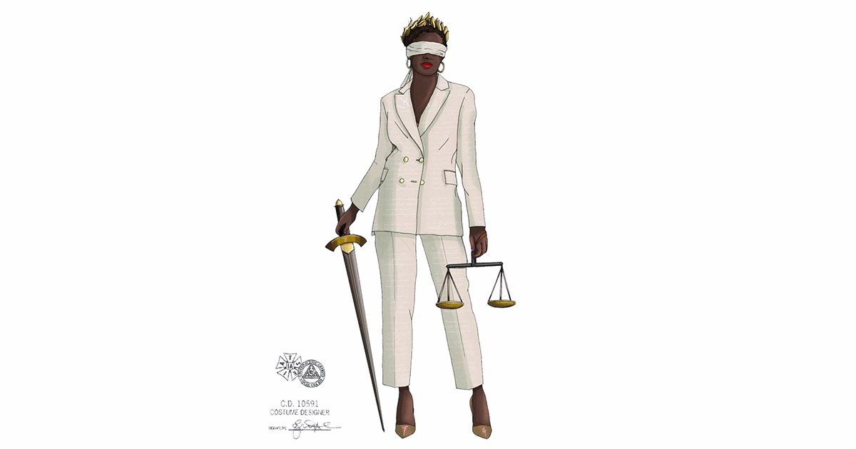 Commissioned Lady Justice artwork by Boston-based Eric Abele