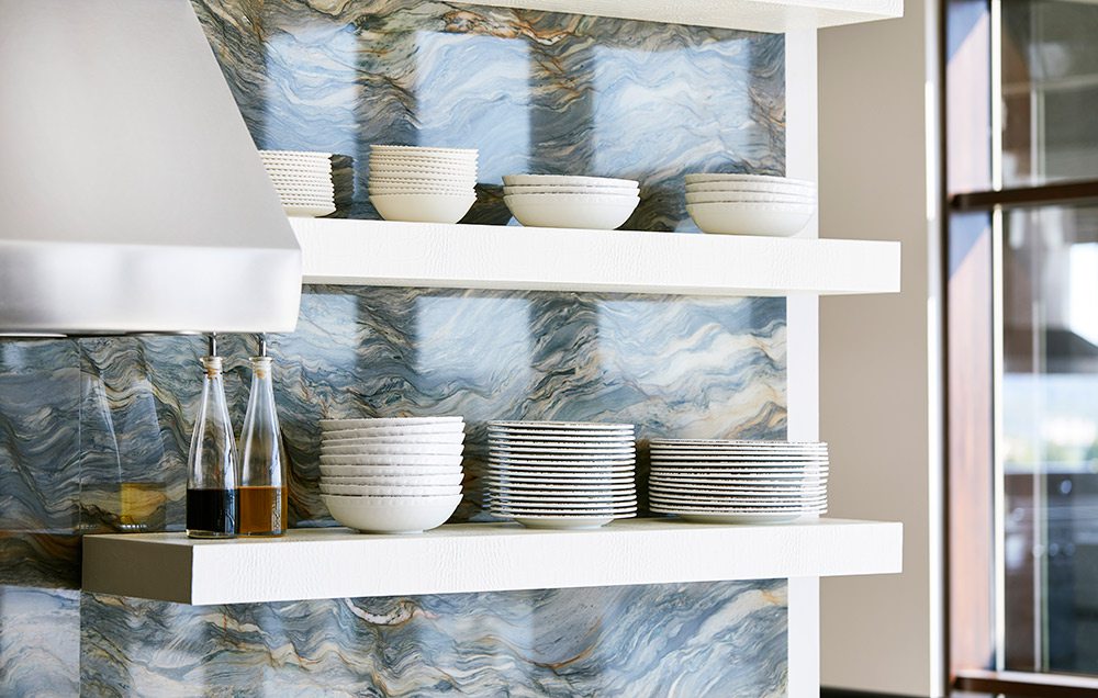 Granite backsplash in home at Table Rock Lake