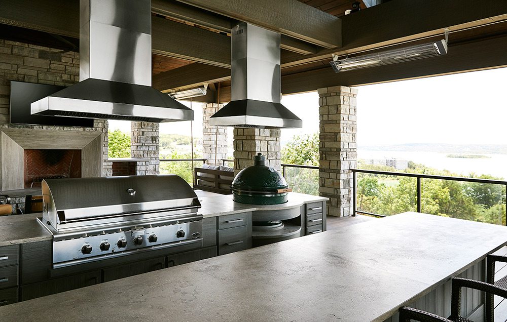 Outdoor kitchen in home at Table Rock Lake