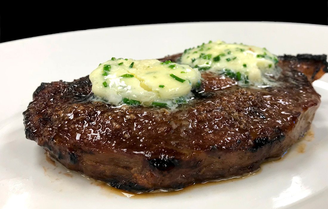 Ribeye with Roasted Garlic and Chive Butter from Level 2 Steakhouse in Branson MO