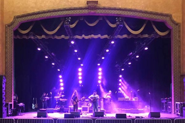 Band performing live at the Gillioz Theatre.
