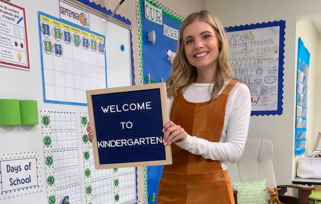 Mackenzie Adams in kindergarten classroom
