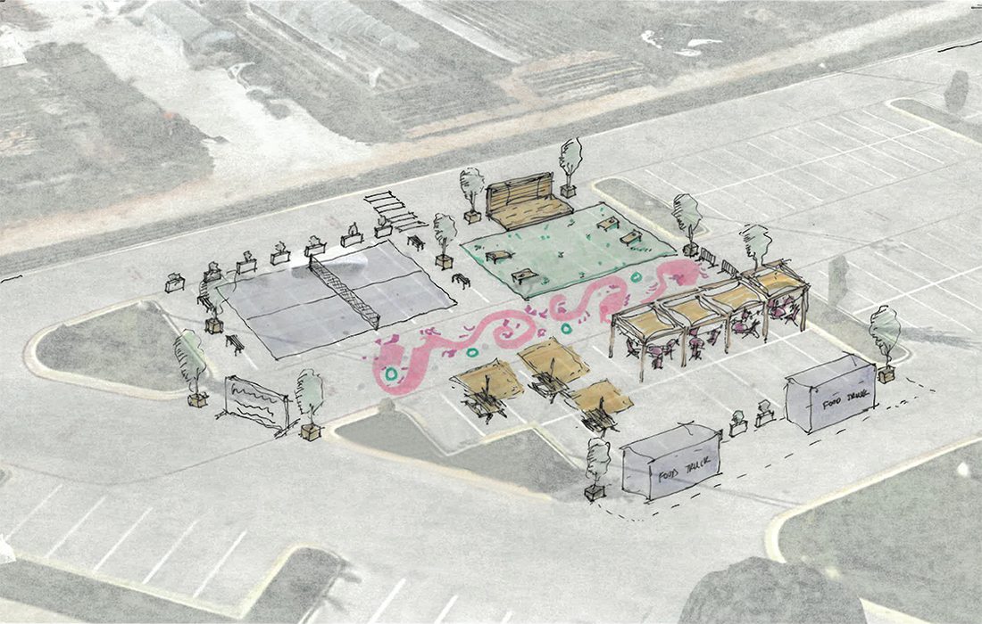 Aerial concept sketch of Primrose Park created by Addison Jones