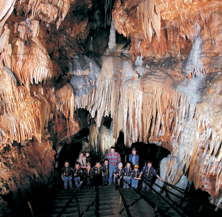 Take a pit stop to marvel at the Meramec Caverns.