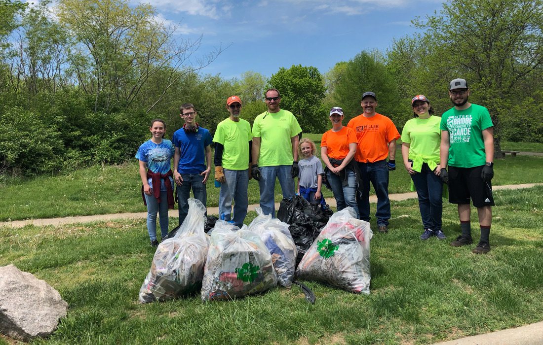 Miller Engineering team at stream clean-up