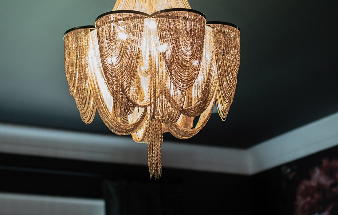 Chandelier in bedroom