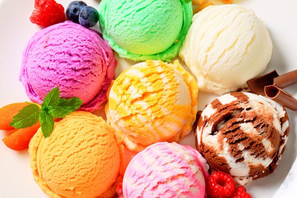 Different flavors of ice cream together