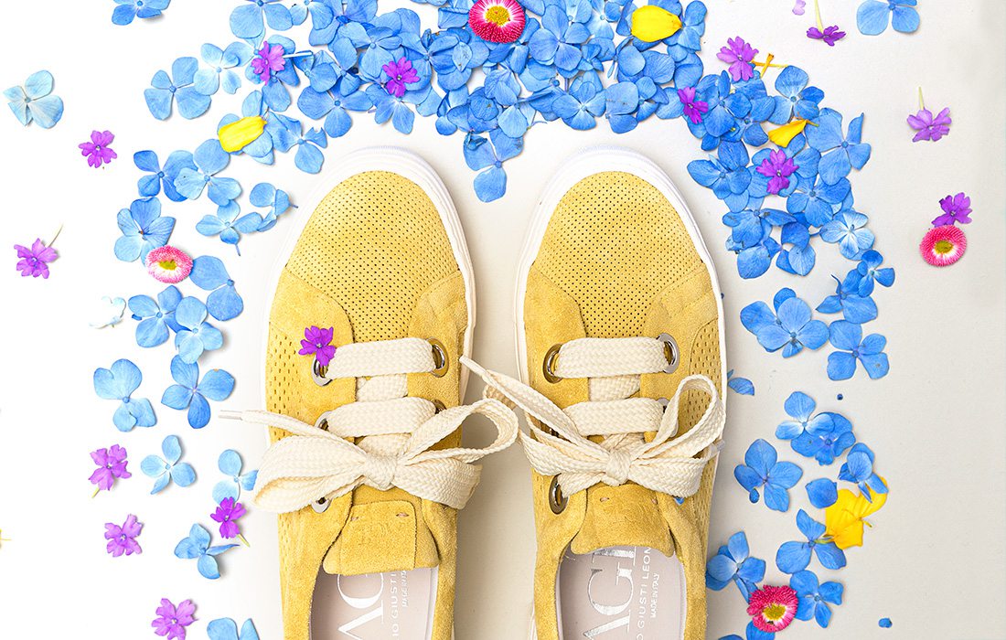 Yellow suede sneakers from Harem & Co in Springfield MO