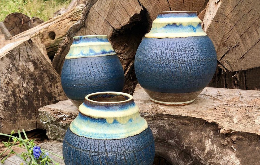 Handmade ceramic vases by Neisha Whitaker of Little Bird Studios in southwest Missouri