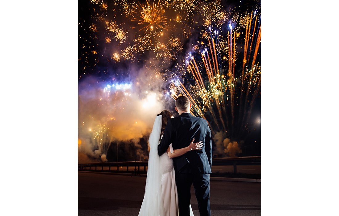 Fireworks at wedding.