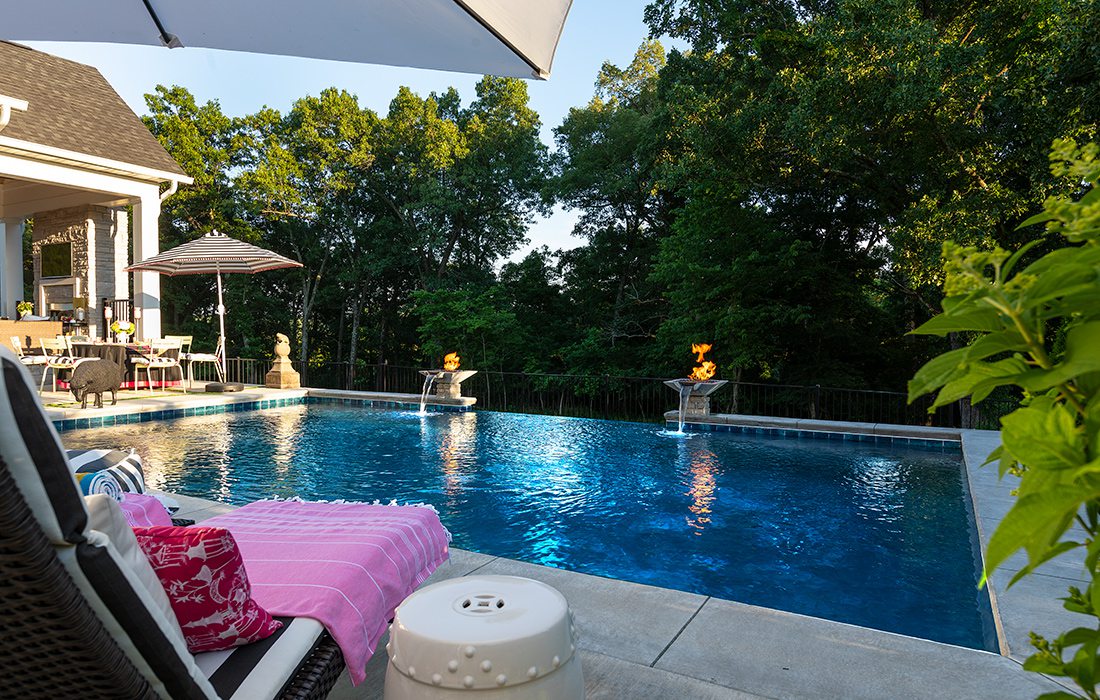 Backyard pool with vanishing waterfall Springfield MO