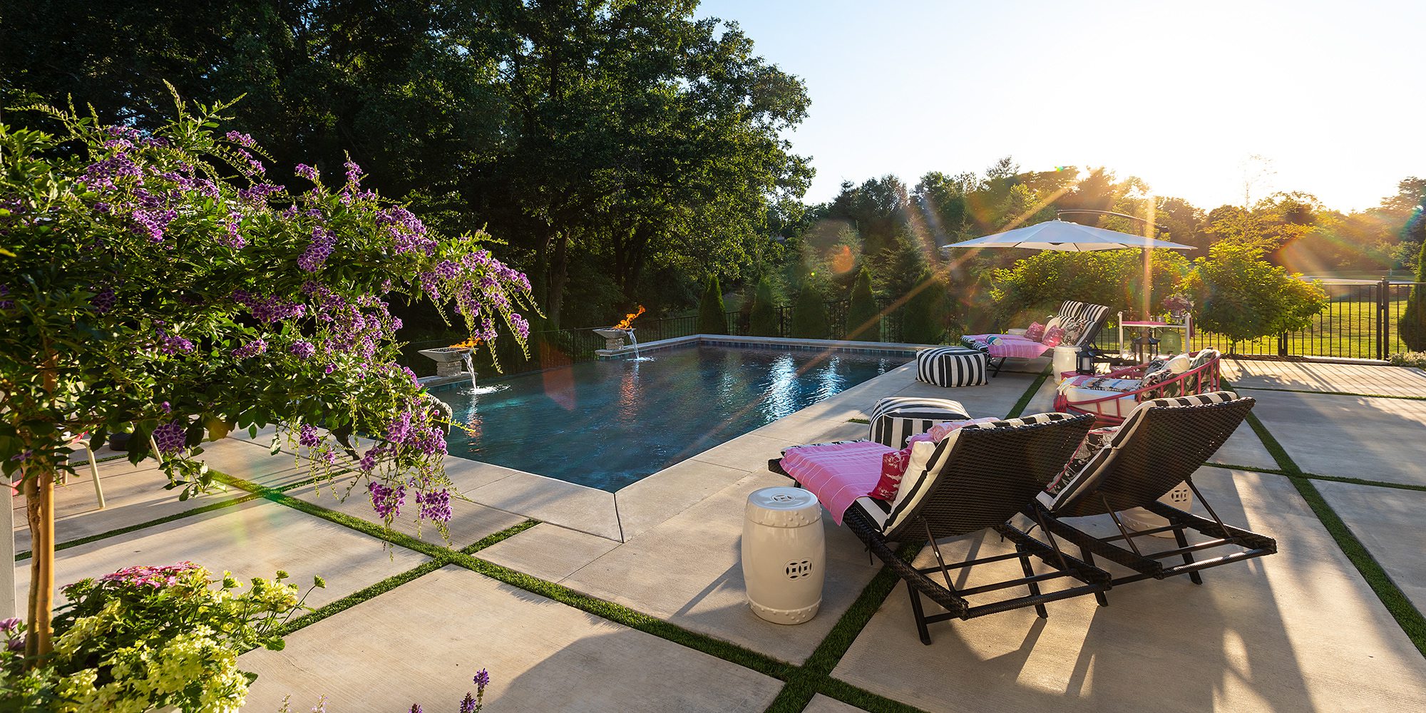 Backyard pool with vanishing waterfall Springfield MO