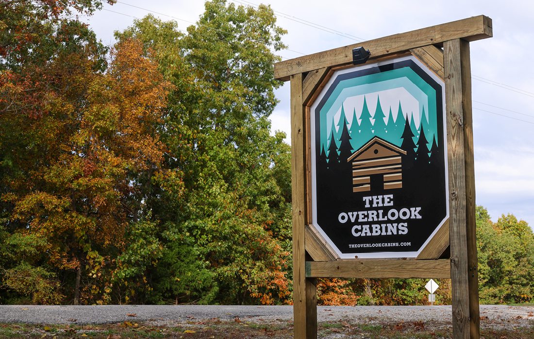 Sign outside of The Overlook Cabins