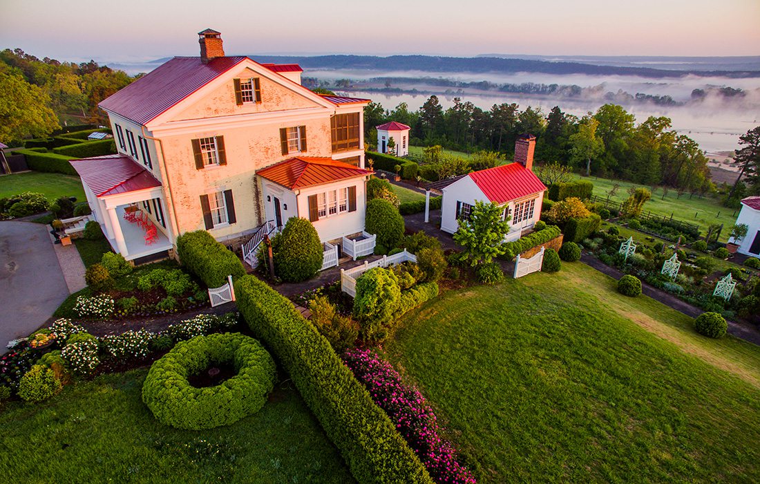 Arial view of Moss Mountain Farm in Arkansas