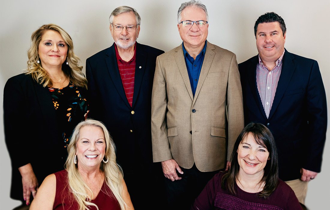 Top row: Tina Gott; John Piatchek; Kenny Gott; Shawn Gallagher, MBA Bottom row: Deanna Wheeler; Kathy Lampley