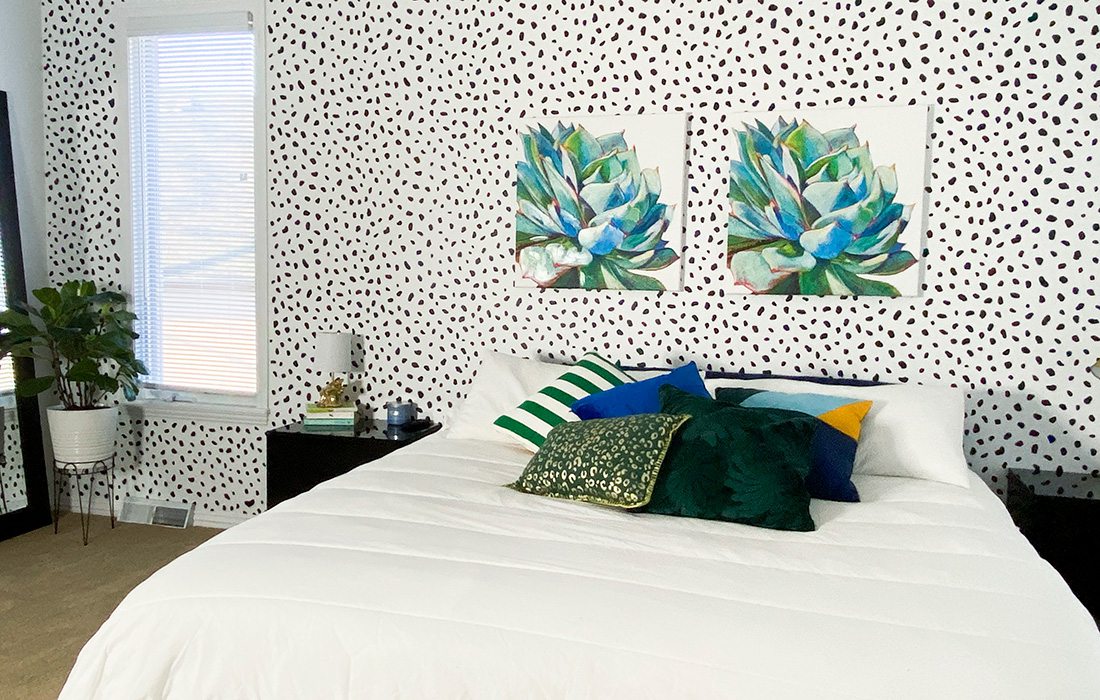 leopard print painted bedroom wall