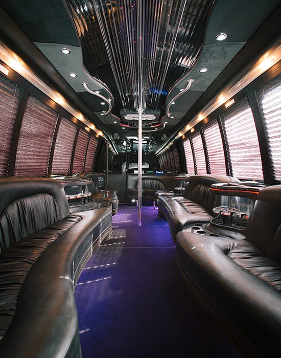 Interior of a party bus by The Party Bus Kings in Springfield MO