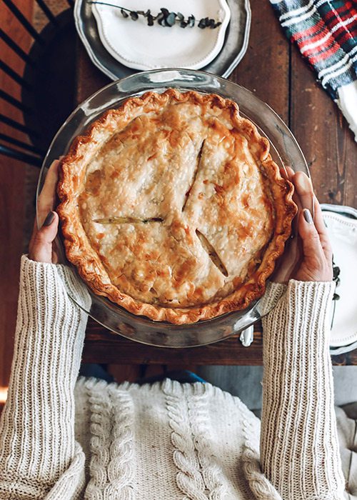 Mackenzi Pitman holds a homemade chicken pot pie