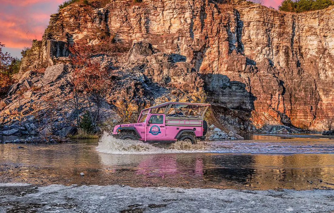Experience the perfect sunset with Pink Jeep Tours
