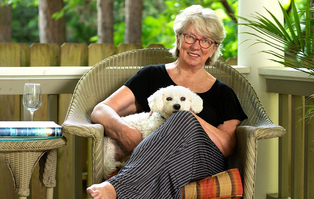 Nancy Brown Doman on her porch in Rountree neighborhood in Springfield MO