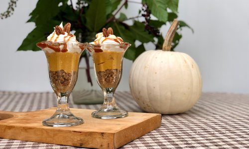 Pumpkin trifles set on a table