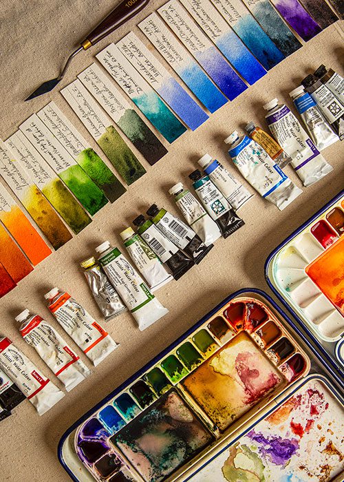 Paints in an artists studio