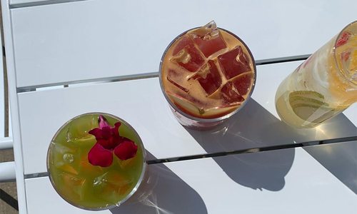 New cocktails at RISE: Apricot Blossom, Early Harvest Punch and Lillet Spritz.