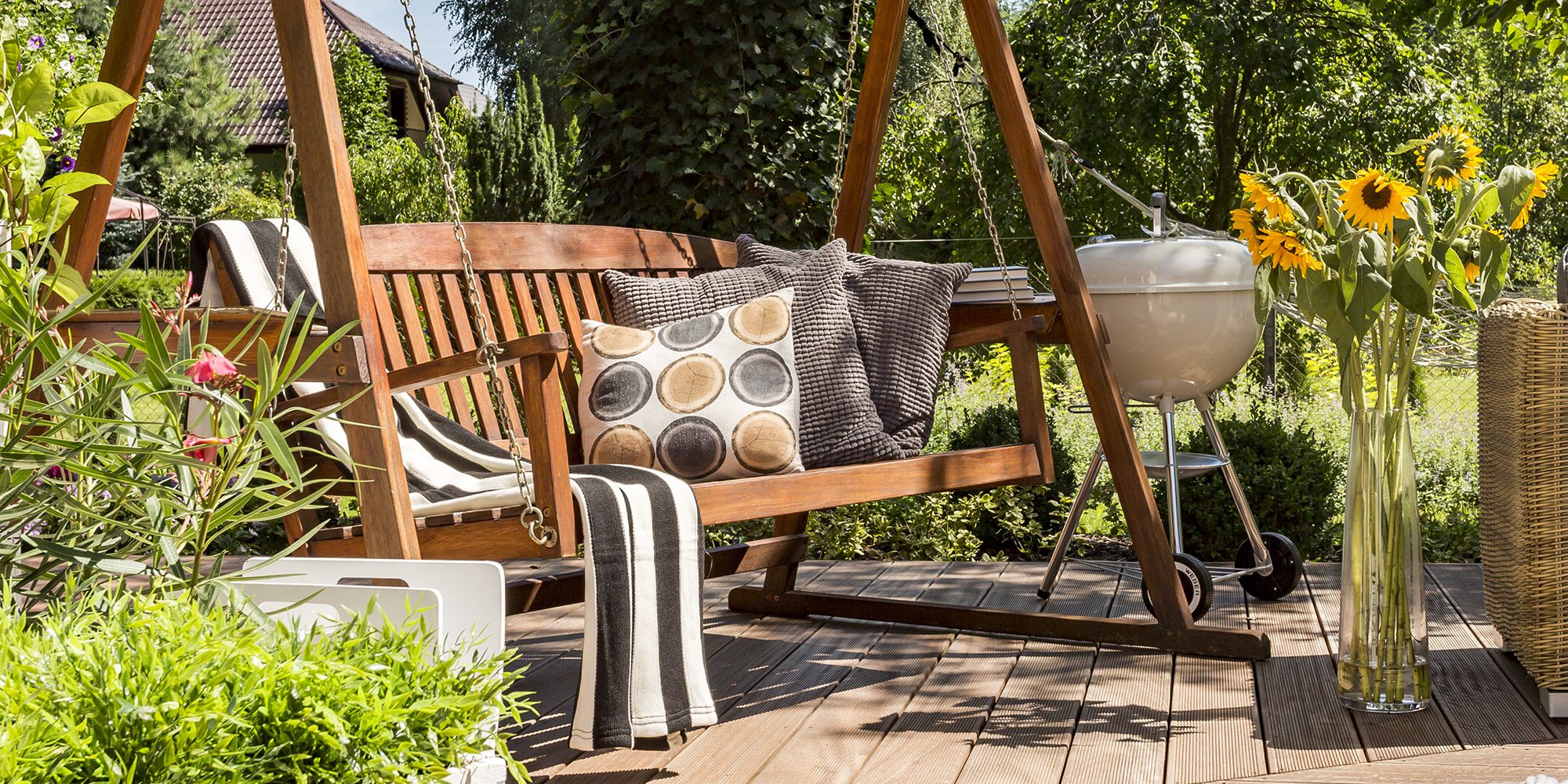 Porch swing on back patio