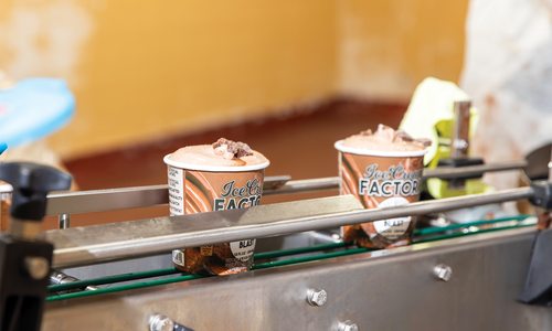 Ice cream being made at the Ice Cream Factory in Lebanon, Missouri.