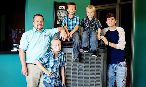 SS&B Heating & Cooling owner Jeremy Grisham and his sons in Springfield MO